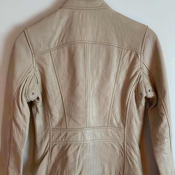 Michael Kors Taupe Leather Jacket Moto Jacket - Picture 8 of 8